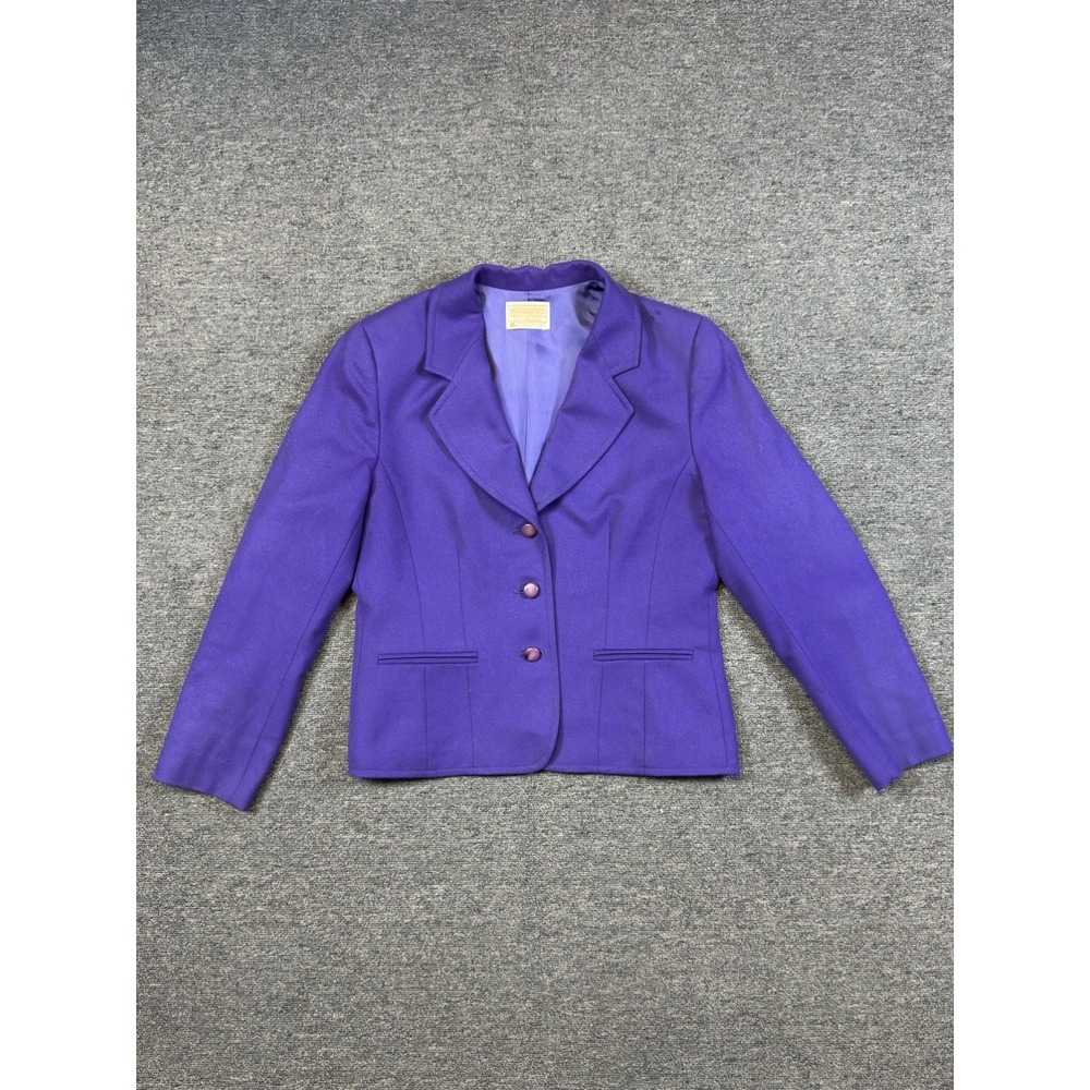 VTG Pendleton Women's 100% Virgin Wool Purple Blazer Jacket USA Size 10